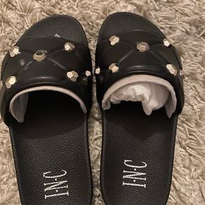 Inc black slides studded size 7